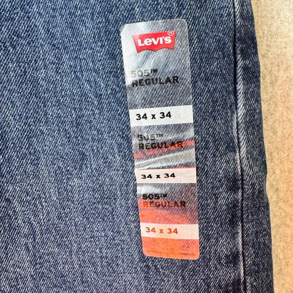Levi’s 505 Jeans Mens Size 34 Straight Leg 100% Cotton Dark Wash Casual Work New - Picture 3 of 11
